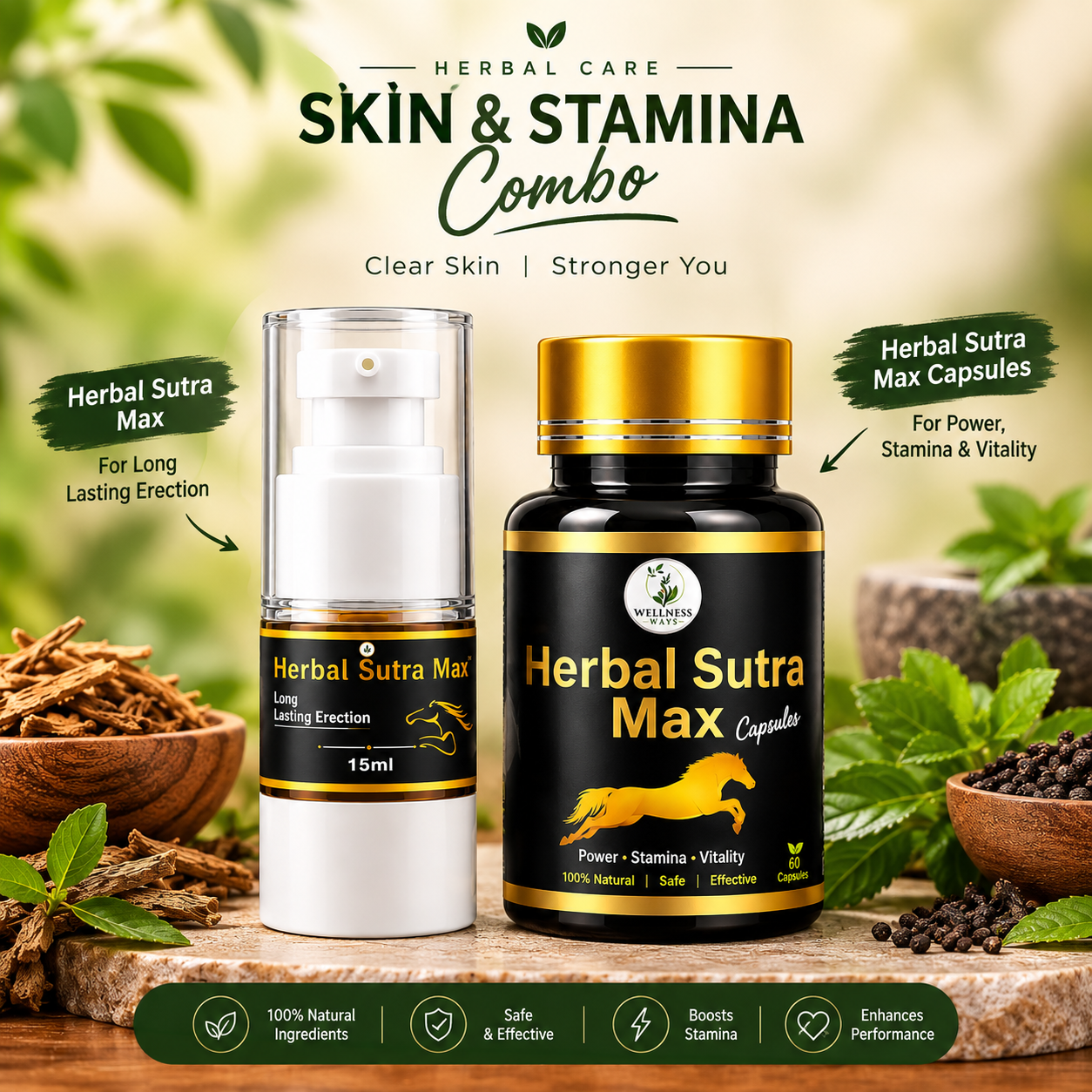 Herbal Sutra Max कॉम्बो: कैप्सूल और ऑयल